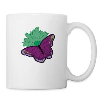 Lila Schmetterling Butterfly Falter Motte Geschenk - Tasse - Weiß - Rechts