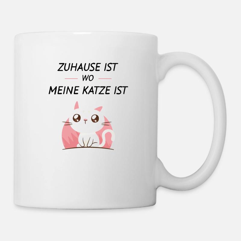 Zuhause Katze Kätzchen Mietze Miau - Tasse - Weiß