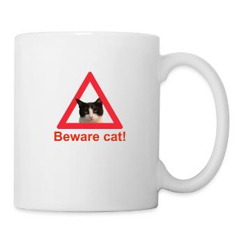 Vorsicht Katze Verkehrszeichen Schild Katzendame - Tasse - Weiß - Rechts