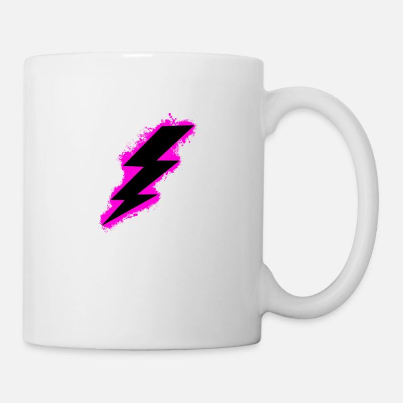 Bolt Flash Pink and Black Outline - Mug - white