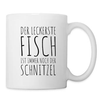 DER LECKERSTE FISCH IST IMMER NOCH DER SCHNITZEL - Tasse - Weiß - Rechts