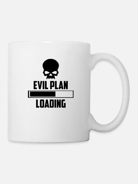 böser Plan, der lustiges Logo lädt - Tasse - Weiß