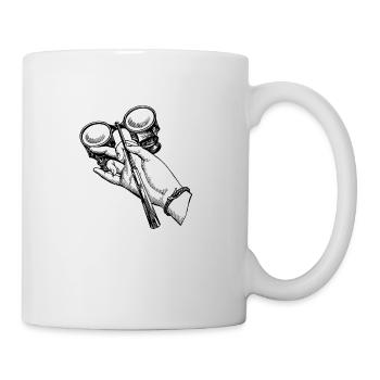 Hand mit Fernglas - Tasse - Weiß - Rechts