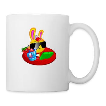 lapin plage kawaii bouée - Mug blanc - blanc - Droite