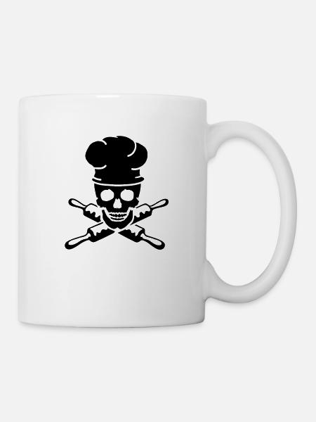 crâne Crâne de chef cuisinier - Mug blanc - blanc