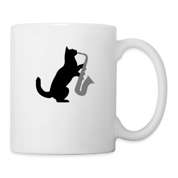 Chat sax - Mug blanc - blanc - Droite