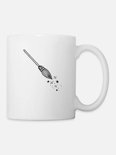 Besen - Tasse - Weiß