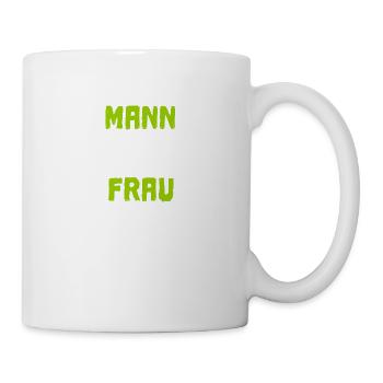 Mann mit Grill sucht Frau mit Kohle in grün - Tasse - Weiß - Rechts