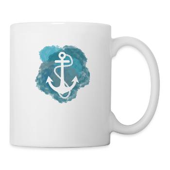 Anker-Aquarell - Tasse - Weiß - Rechts