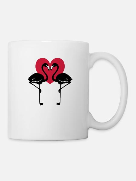+ Heart = Love Flamingos - Mug - white