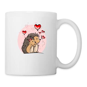 Igel Paar Liebe mit Herzen und Luftballons - Tasse - Weiß - Rechts