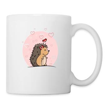 Igel Mädchen mit Herzen - Tasse - Weiß - Rechts
