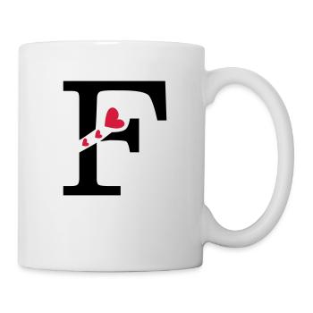 Capital letter F with hearts - Mug - white - Right