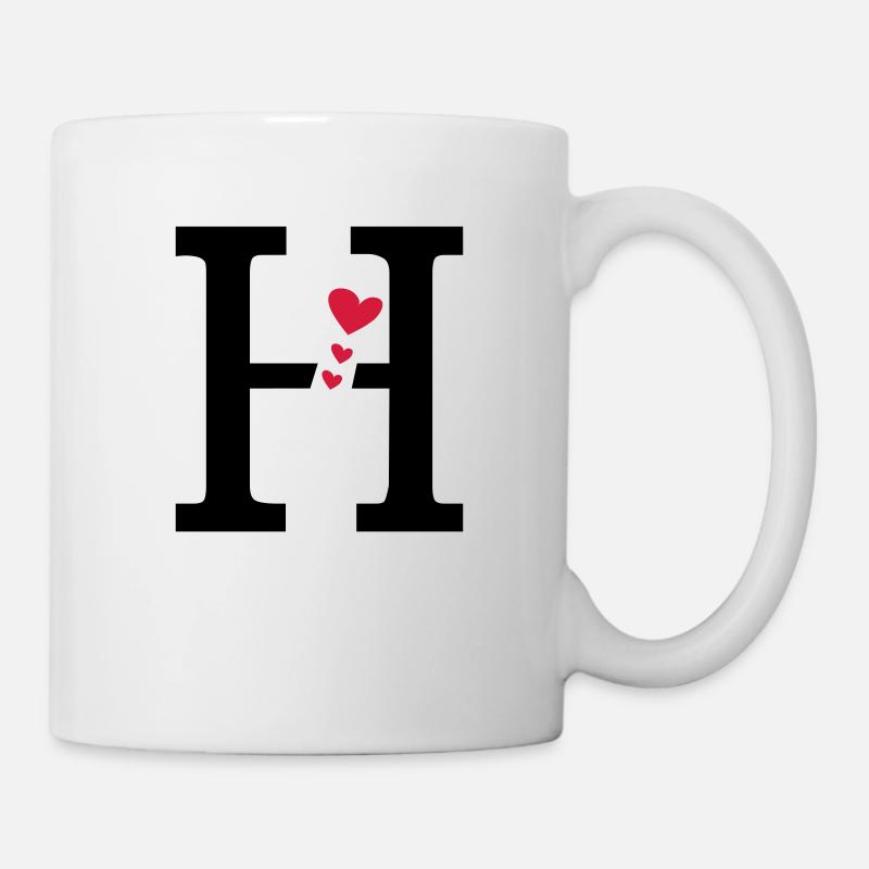 Capital lettre H avec des coeurs - Mug blanc - blanc