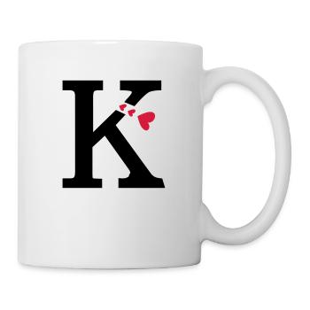 Capital letter K with hearts - Mug - white - Right