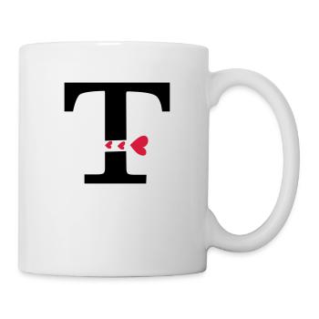 Capital letter T with hearts - Mug - white - Right