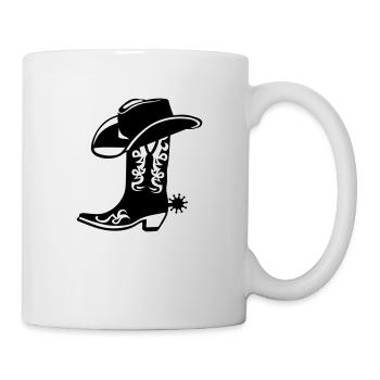 Cowboy Hut Stiefel Logo - Tasse - Weiß - Rechts