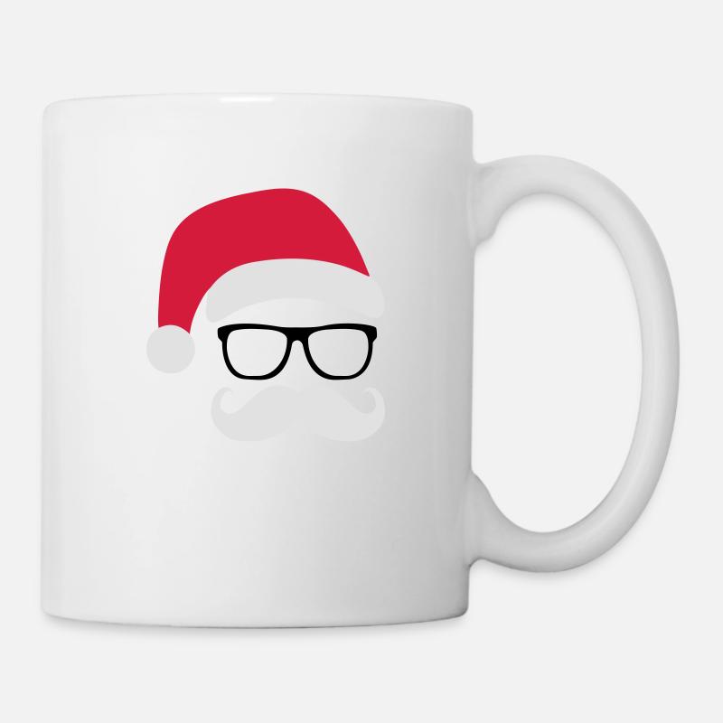 Funny Santa Claus with nerd glasses and mustache - Mug - white