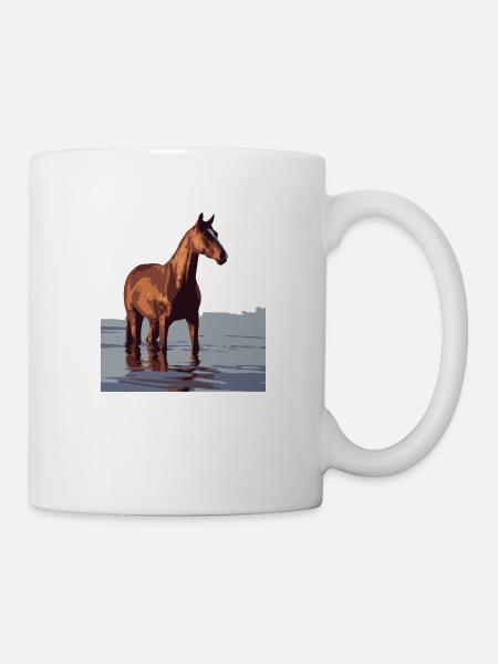 pferd im wasser - Tasse - Weiß