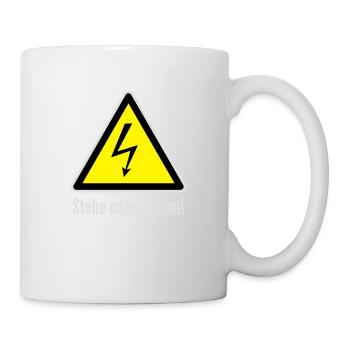 Vorsicht: Stehe unter Strom! - Tasse - Weiß - Rechts
