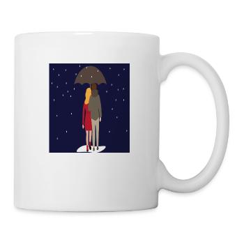 Couplerain couple in the rain under the umbrella - Mug - white - Right