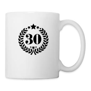 30ter Geburtstag Kranz Jubiläum - Tasse - Weiß - Rechts