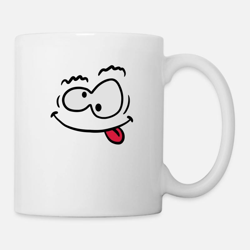 Visage souriant de fou bizarre drôle - Mug blanc - blanc
