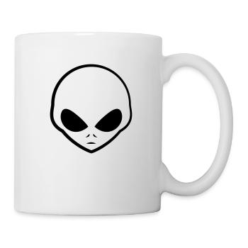 Cool Grey Alien Kopf Logo - Tasse - Weiß - Rechts