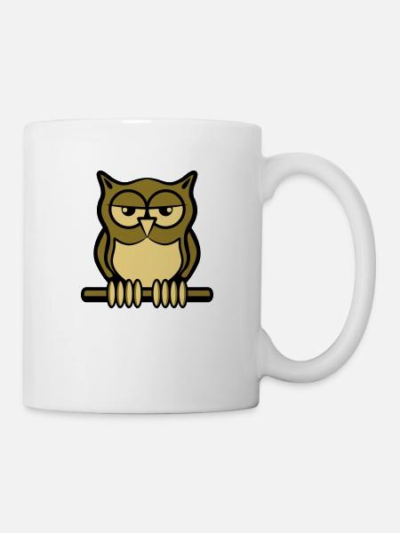 Nature de forêt oiseau chouette - Mug blanc - blanc