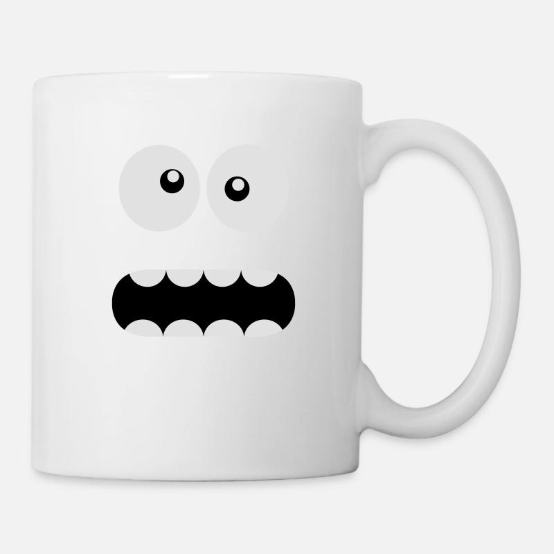 Drôle Cartoon Monster Face - Crazy / Smiley - Mug blanc - blanc