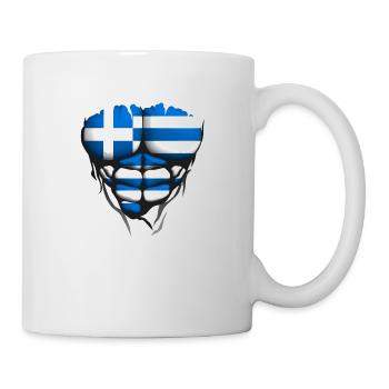 grece drapeau torse corps muscle abdos 1 - Mug blanc - blanc - Droite