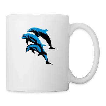Delfin, Delfine - Dolphin - Tasse - Weiß - Rechts