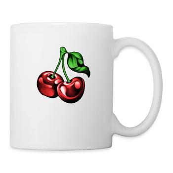 Kirschen in Brusttasche - Tasse - Weiß - Rechts
