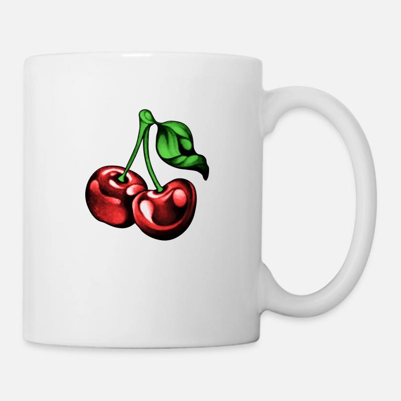 Kirschen in Brusttasche - Tasse - Weiß