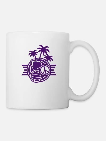 Love, Peace & Volleyball - Tasse - Weiß