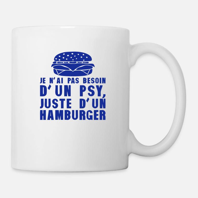 hamburger pas besoin psychologue humour - Mug blanc - blanc