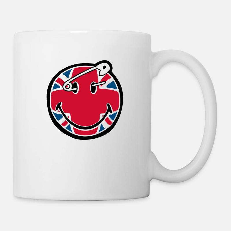 Smiley union jack safety - Tasse - Weiß