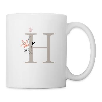 H, Buchstabe H mit Blumen - Tasse - Weiß - Rechts