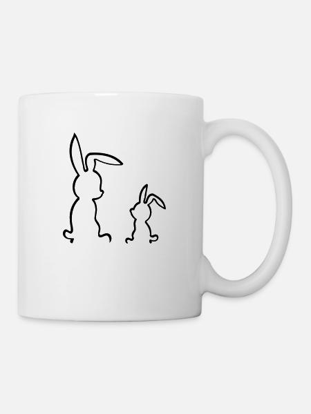 Osten - Zwei Hasen - Tasse - Weiß