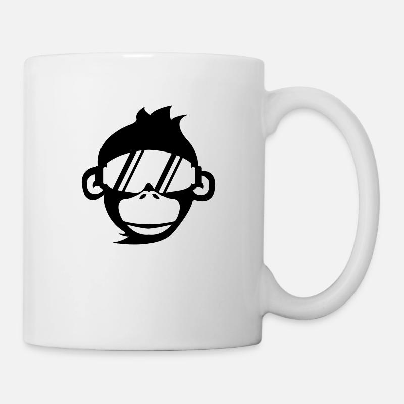 affe_skibrille_01 - Tasse - Weiß