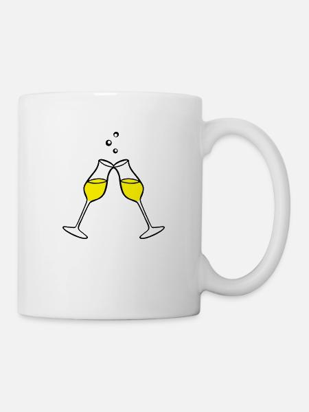 Glas, Sekt 2farbig - Tasse - Weiß
