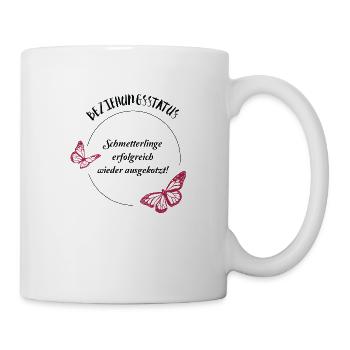 Single Beziehungsstatus Schmetterlinge ausgekotzt - Tasse - Weiß - Rechts