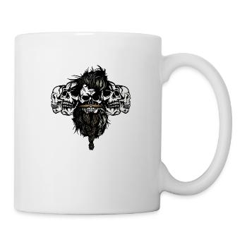 Kopf des Todes bärtigen Hipster Kran Schädel Fantasie - Tasse - Weiß - Rechts