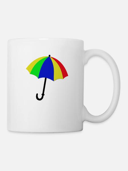 Logo bunter Regenschirm - Tasse - Weiß