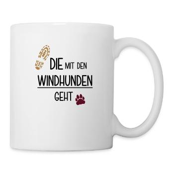 Die mit den Windhunden geht - Tasse - Weiß - Rechts