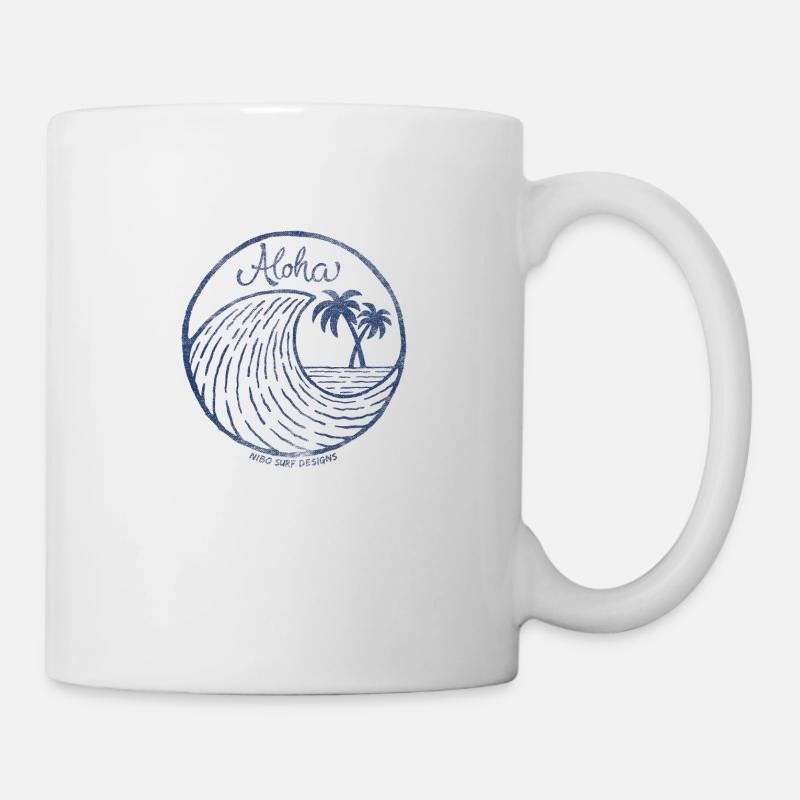 Aloha Logo Surf Design Navy - Mug blanc - blanc