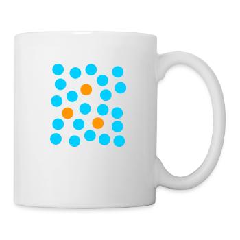 blaue punkte und drei orange punkte - Tasse - Weiß - Rechts