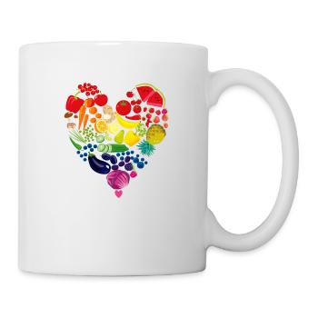 Vegan Heart Vegetable Fruit - Cooking Healthy Eating - Mug - white - Right