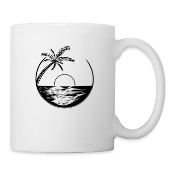 Sunset with palm tree - Vector Style - Mug - white - Right