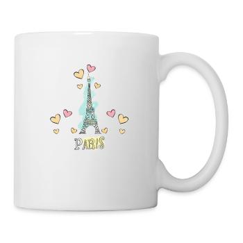 Paris Frankreich Eiffelturm Herzen - Tasse - Weiß - Rechts